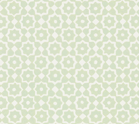 Alan Campbell Wallpaper: Brenta - Custom Light Green on Almost White Paper (5 yard minimum