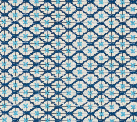 China Seas Fabric: Kyoto Two Color - Custom New Navy / New Blue on Tinted Belgian Linen / Cotton