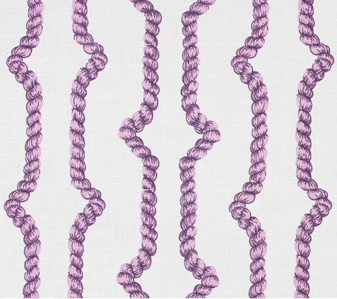 Quadrille Fabric: Regency Ropes - Custom Lilac on White Belgian Linen / Cotton