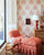 China Seas Fabric: Fiorentina - Custom Coral on Tinted Belgian Linen / Cotton