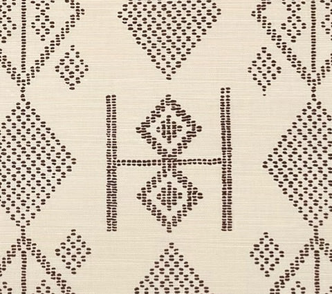 Alan Campbell Fabric: Vacances - Custom Brown on Biscuit Belgian Linen / Cotton