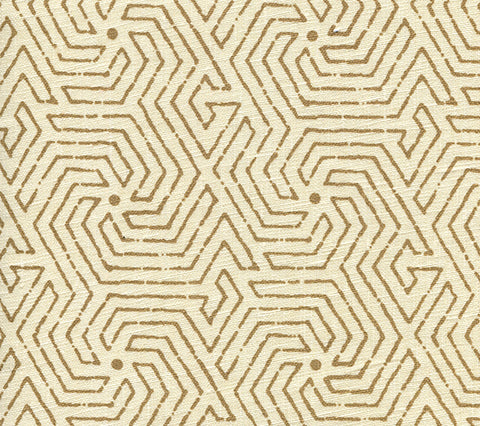 China Seas Fabric: Maze - Custom Camel II on Tinted 100% Linen