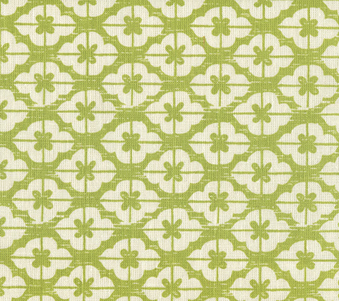 China Seas Fabric: Kyoto - Custom Jungle Green on Tinted Belgian Linen / Cotton
