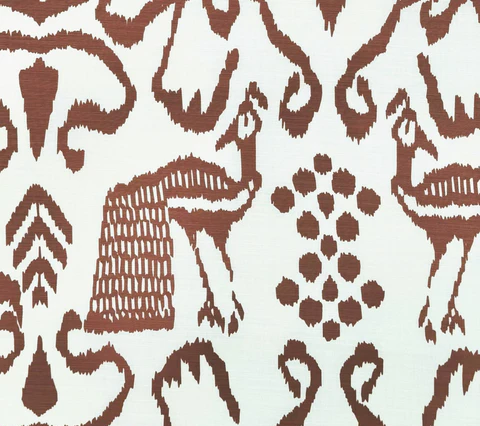 China Seas Fabric: Bali Isle - Custom Ground / Color Sienna on Tinted Belgian Linen / Cotton