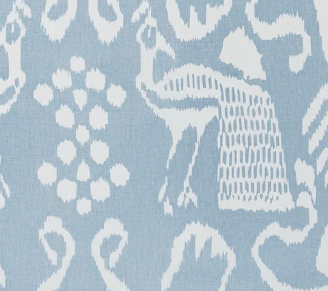 China Seas Fabric: Bali II - Custom Ground / Color Light Denim Blue White Linen