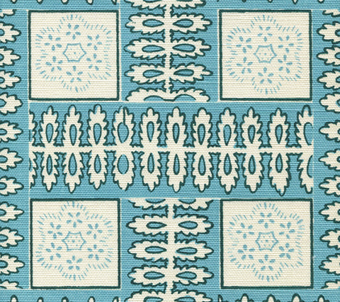 Quadrille Fabric: Manchester-by-the-Sea - Custom Turquoise / New Blue on Tinted Belgian Linen / Cotton (Copy)