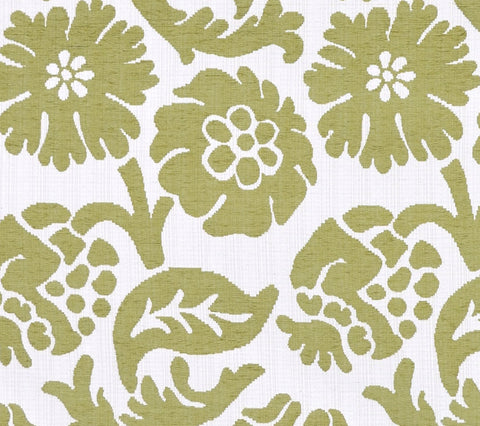 Quadrille Woven: Nina Damask - Moss Green (Imported from Spain) detail