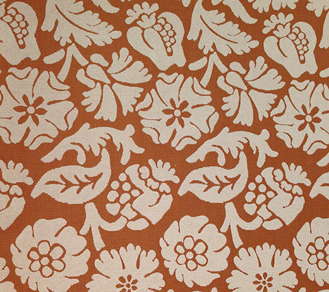 Quadrille Woven Fabric: Nina Damask - Cinnabar; Rayon/Cotton Blend, Imported from Spain