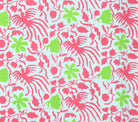 China Seas Fabric: Seya - Custom Pink / Jungle Green on White Belgian Linen/Cotton detail