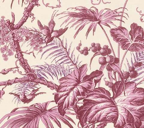 Quadrille Fabric: Tropique - Custom Multi Purples on Tinted Belgian Linen / Cotton