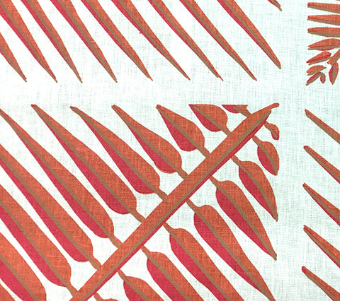 China Seas Fabric: Bahama Palm - Custom Multi Terracotta on Light-Tint Belgian Linen/Cotton detail