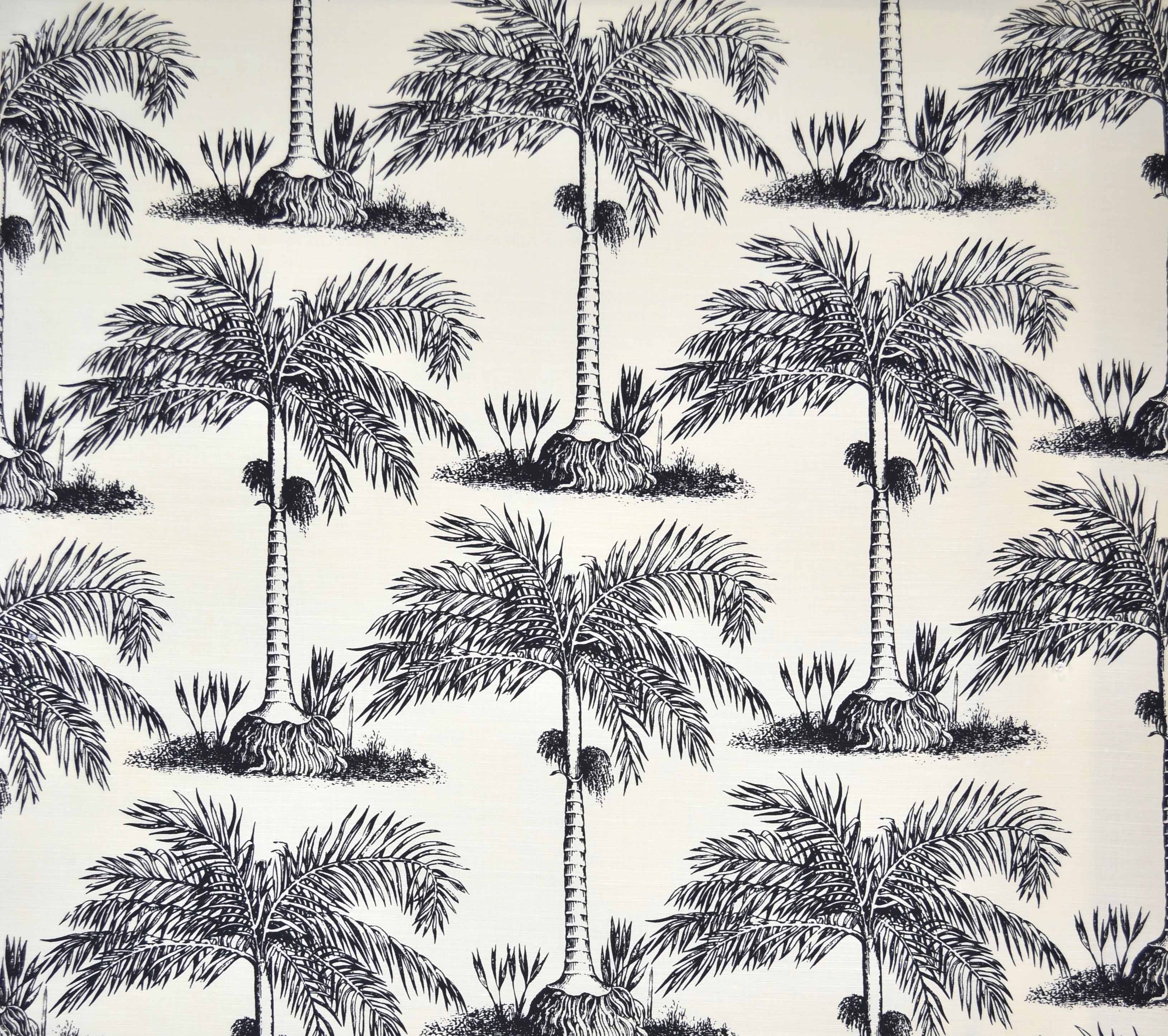 China Seas Fabric: Palmerie - Custom Black on Tinted Belgian Linen/Cotton