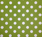 China Seas Fabric Charade Custom Green with Off White Polka Dots on Belgian Linen Cotton
