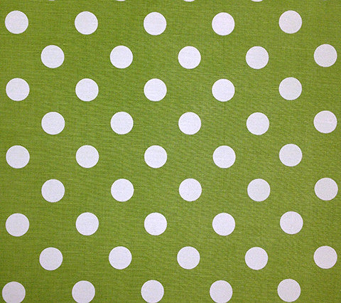 China Seas Fabric Charade Custom Green with Off White Polka Dots on Belgian Linen Cotton