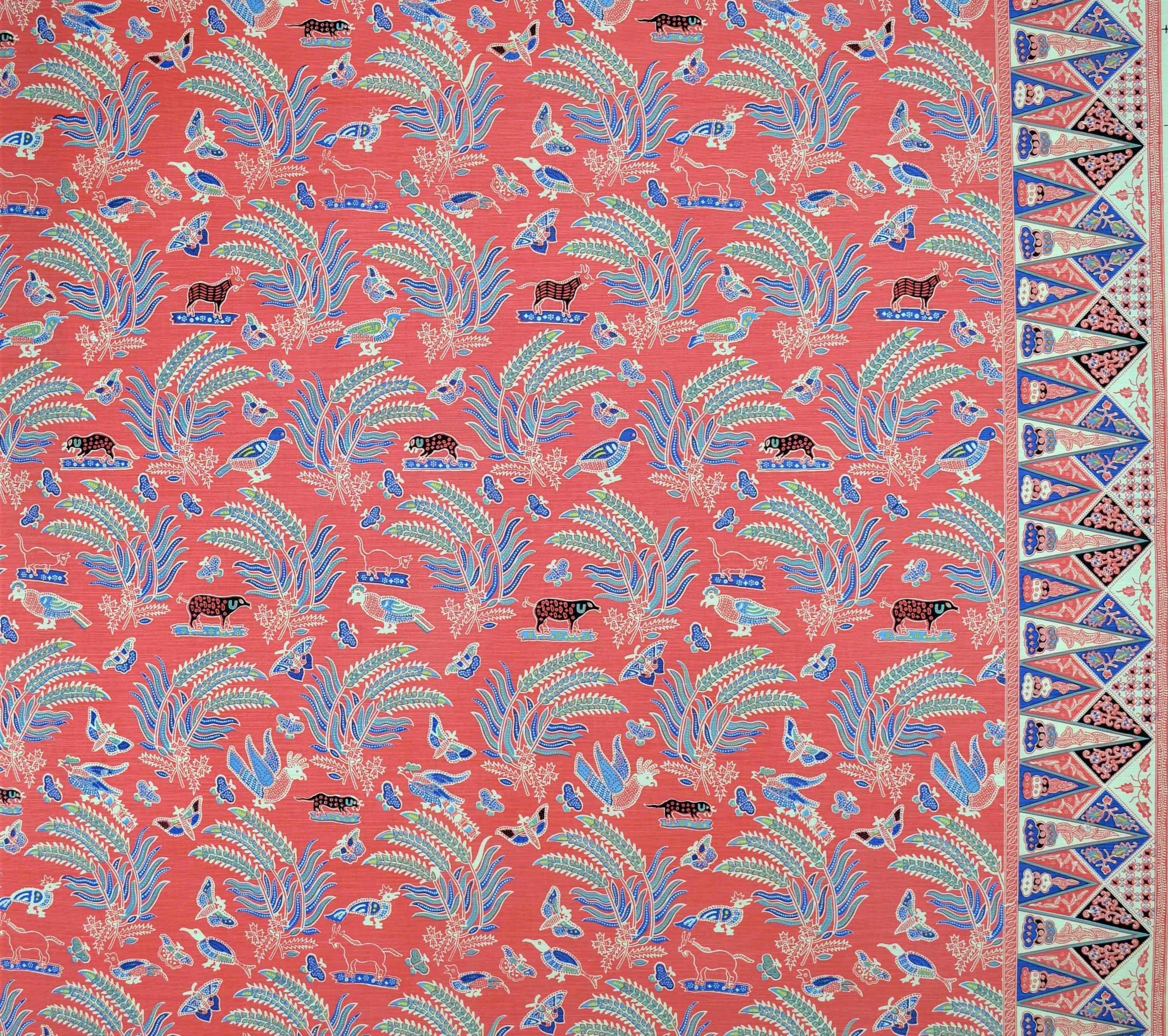 China Seas Fabric: Malay Batik - Custom Watermelon on Tinted Belgian Linen/Cotton