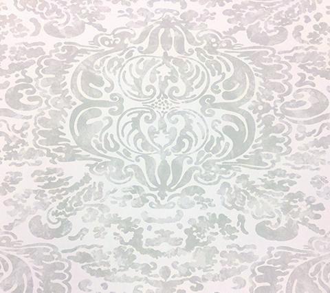 China Seas: San Marco Wallpaper - Custom Bone antiqued damask print on Off White Paper