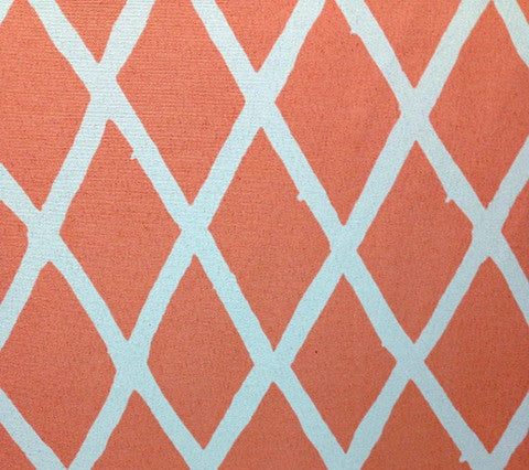 China Seas Fabric: Lyford Diamond Blotch - Custom Peachy Pink on White Trevira (Commercial Quality)