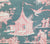 Quadrille Prints: Paradise Garden Custom Pink Gray toile chinoiserie asian temple print on Belgian Linen/Cotton fabric