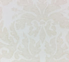 Quadrille Wallpaper: Sevilla Damask - Custom Tan on Almost White Paper