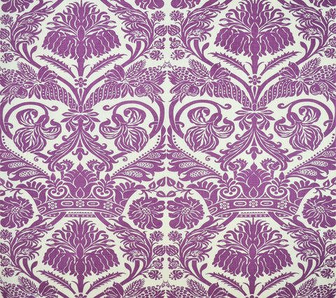 Quadrille Fabric: Corinthe Damask - Custom Purple on Lilac 100% Belgian Linen