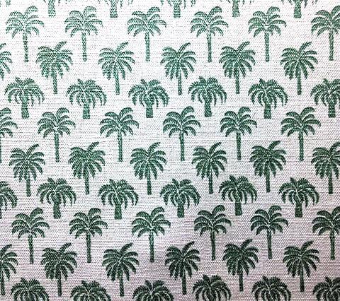 China Seas Fabric Island Palms Celadon Green palm tree print on Belgian Linen/Cotton