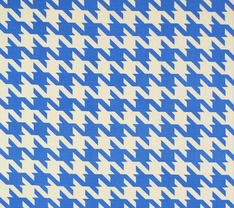 China Seas Fabric: Ames Houndstooth - Custom Royal Blue on Tinted Belgian Linen/Cotton