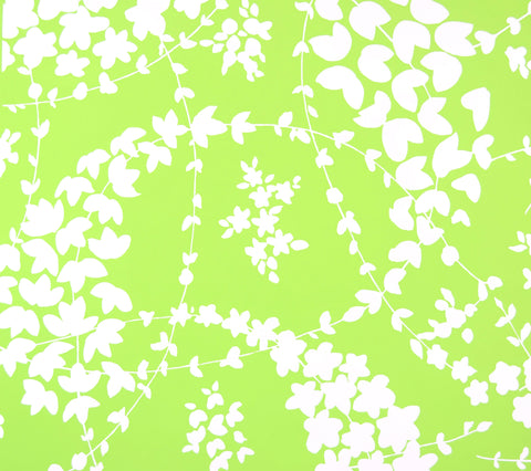 China Seas Wallpaper: Lysette - Custom Lime Green on White Matte Vinyl-Coated Paper