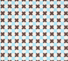 China Seas Fabric: Double Cross Multi - Custom New Blue / Brown on White Belgian Linen/Cotton
