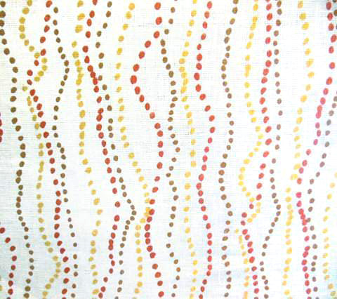 China Seas Fabric: Ginza - Custom Peach / Yellow / Beige on White 100% Belgian Linen