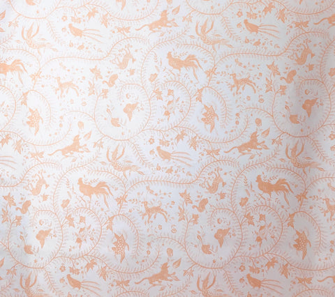 China Seas Fabric: Cirebon - Custom Apricot on White 100% Belgian Linen
