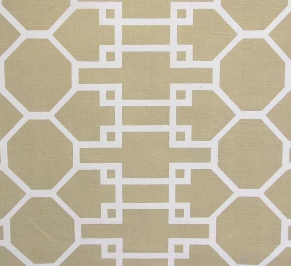 Quadrille Prints: Brighton Reverse - Custom Taupe large scale trellis print on Tinted Belgian Linen/Cotton