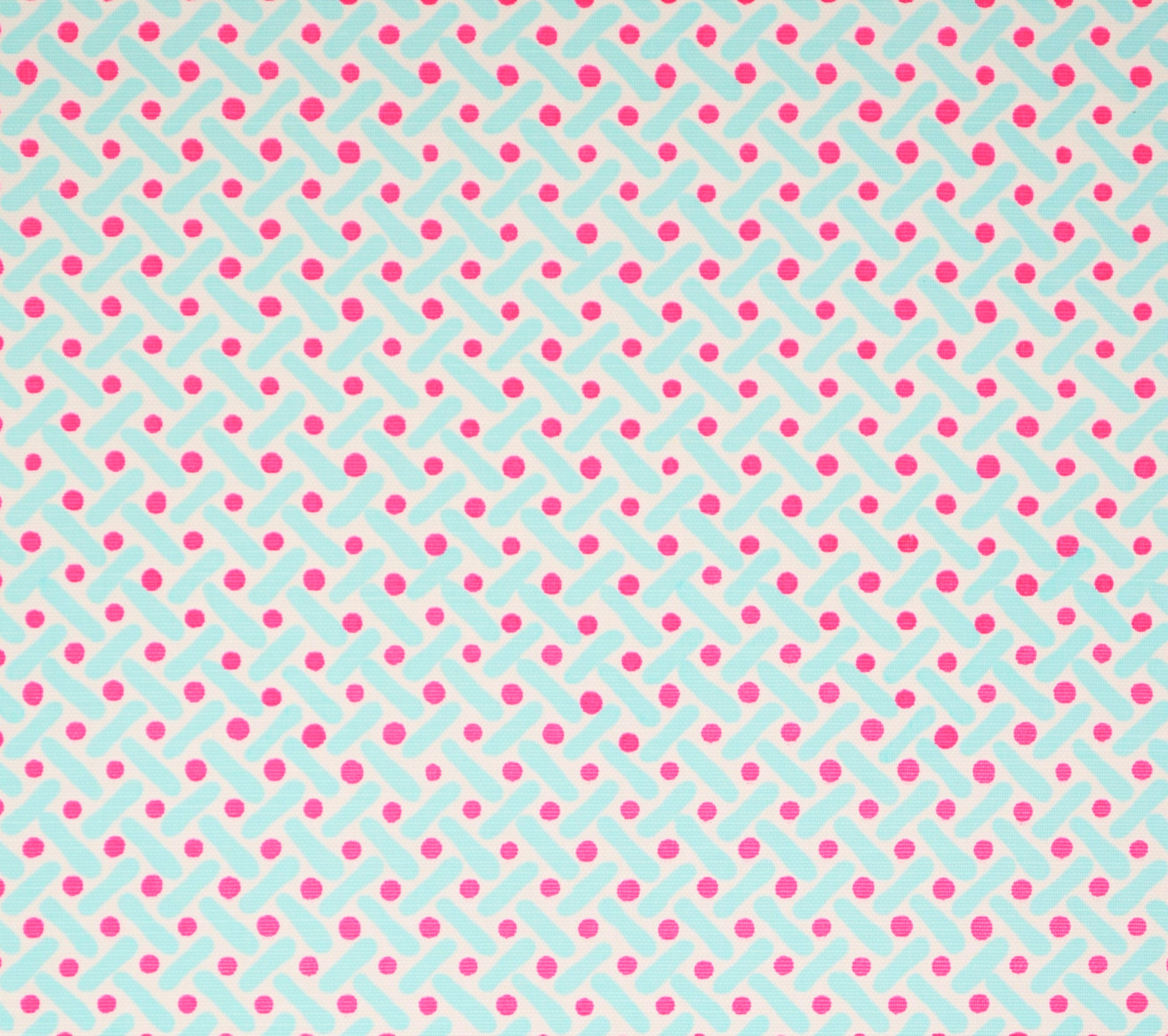 Alan Campbell Fabric: Kells II - Custom Magenta / Sky Blue on White Belgian Linen/Cotton