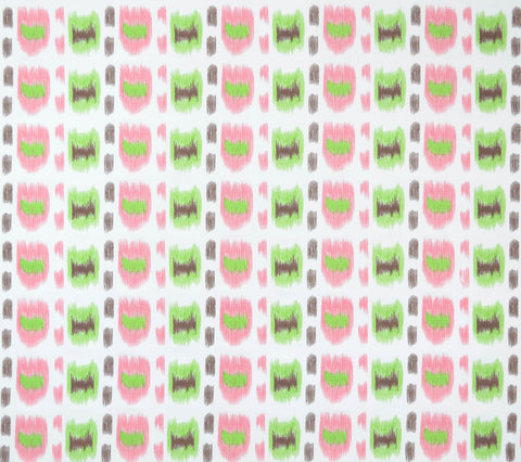 Alan Campbell Fabric: Cintra - Custom Pink / Green / Brown on White Belgian Linen/Cotton