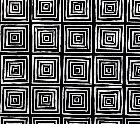 China Seas Fabric: Ziggurat Reverse - Custom Black on White Belgian Linen /Cotton