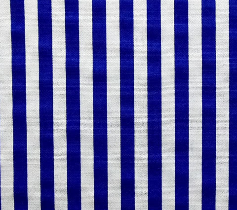 China Seas Fabric Ann's Stripe Imperial Royal Blue On White Belgian Linen Cotton