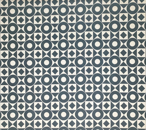 Home Couture Fabric: Circles & Squares Reverse - Charcoal on Tan 100% Belgian Linen