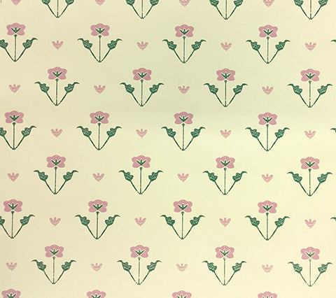 Home Couture Wallpaper: Clementine Allover - Custom Green / Pink on Yellow Paper