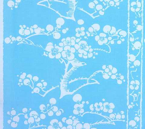 China Seas Fabric: Hawthorne - Custom New Blue on Light-Tint 100% Linen