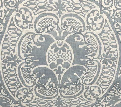 Quadrille Fabric: Veneto - Custom Soft Windsor Blue on Lightly-Tinted Linen