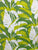 China Seas Fabric: Amazon - Custom Leaf / Lime / Blue on White Linen / Cotton