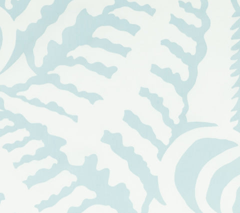 Alan Campbell Fabric: Ferns Uni - Custom Seafoam on White Cotton Sateen