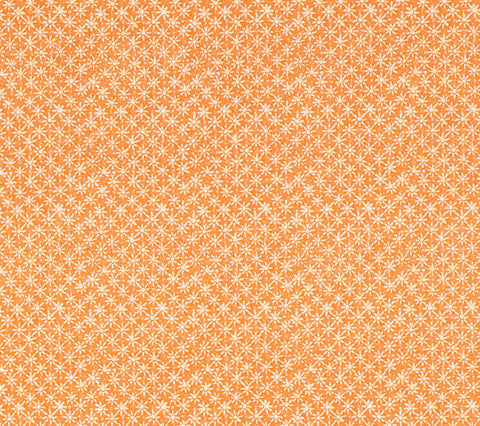 China Seas Fabric: Balinese Star - Custom Orange / Cream on White 100% Linen