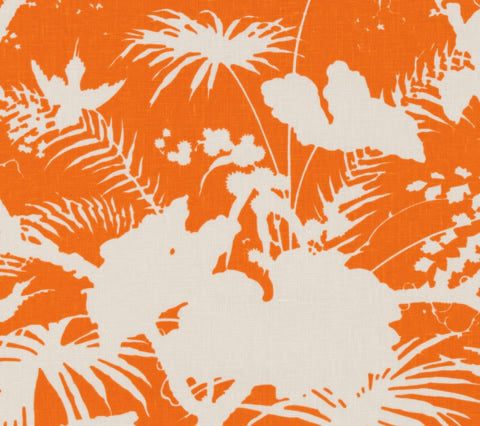 Quadrille Fabric: Tropique Blotch One-Color - Custom Orange on Tinted 100% Linen