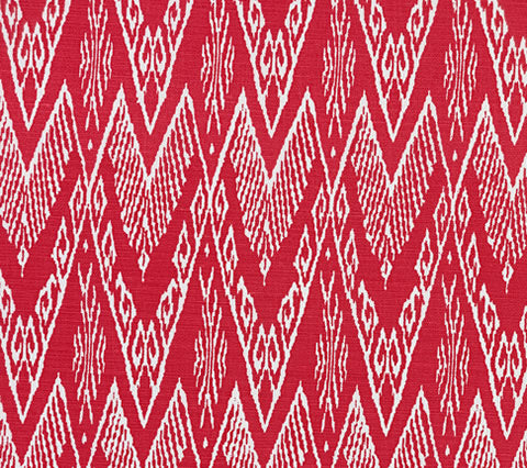 China Seas Fabric: Raffles Reverse - Custom Dark Red on White Belgian Linen/Cotton