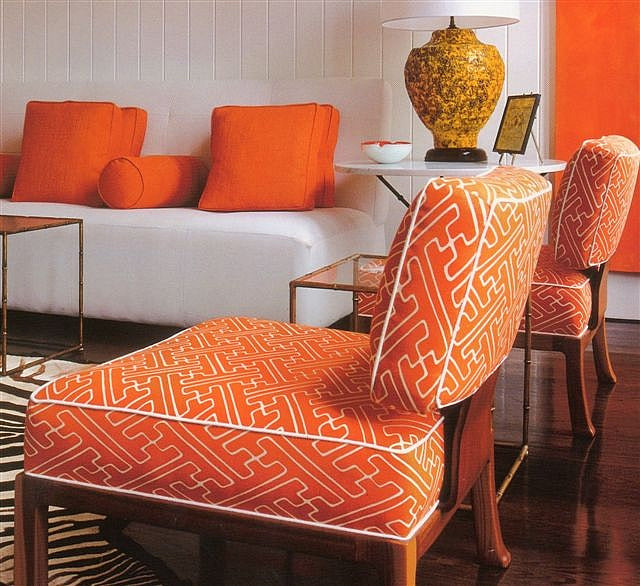 Alan Campbell Fabric: Saya Gata - Custom White Lines on Magenta Suncloth (Indoor/Outdoor Quality) main image 1