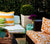 China Seas Fabric: Island Ikat - Custom Orange on White Belgian Linen / Cotton