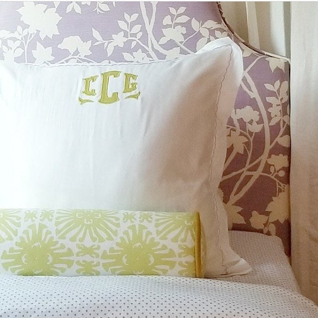 sigourney small scale bolster happy garden background headboard
